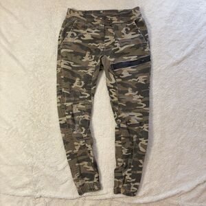 Ring of Fire Pants Mens Large Camo Jogger Moto Cargo Tapered Casual Military